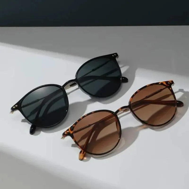 2 Pairs Per Set Small Round Sunglasses Women Cute Skinny Cat Eye Eyewear Men Vintage Narrow Cateye Sunglasses Set Stylish UV Protection