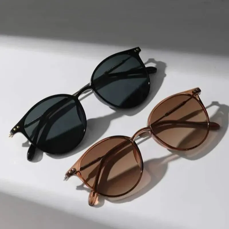 2 Pairs Per Set Small Round Sunglasses Women Cute Skinny Cat Eye Eyewear Men Vintage Narrow Cateye Sunglasses Set Stylish UV Protection