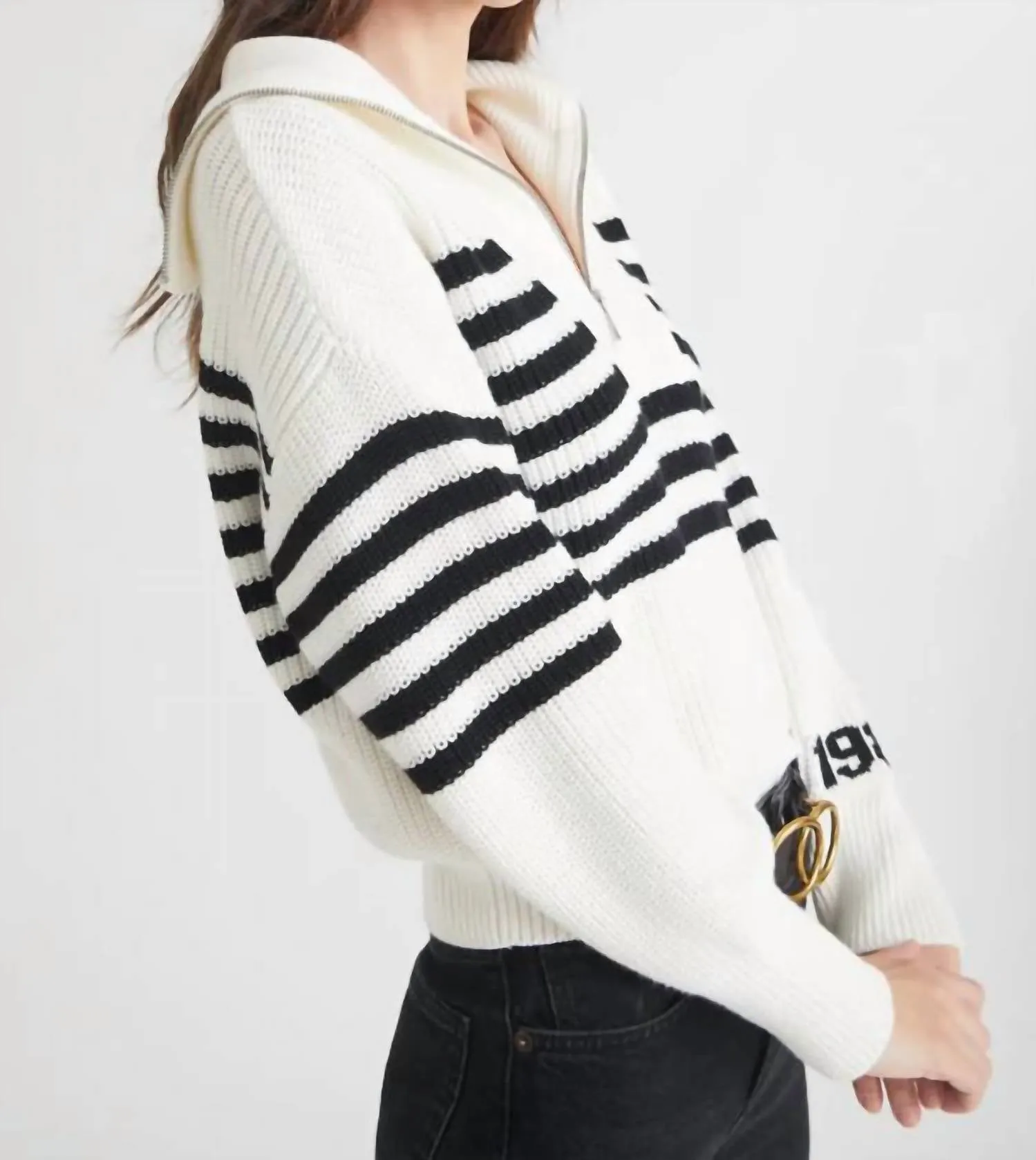 525 America - Norah: 1983 Stripe Half-Zip Sweater