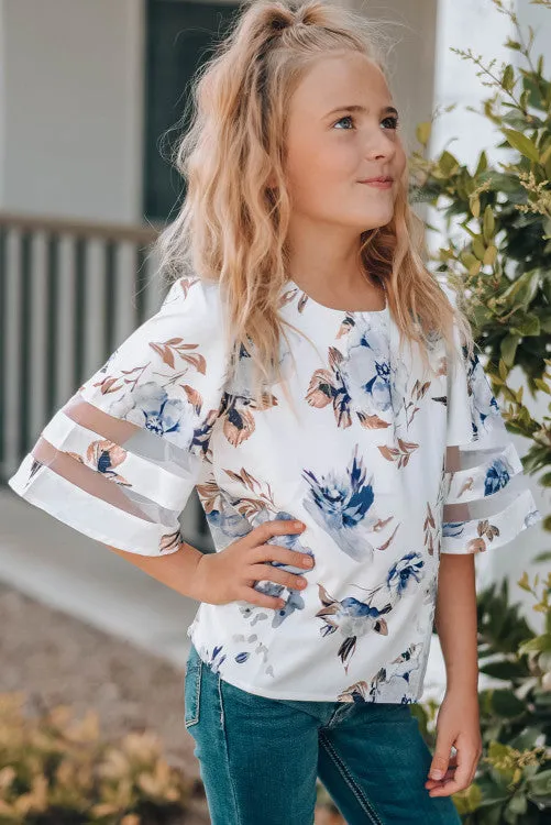 A Chic Tea Time Mesh Inset Blouse