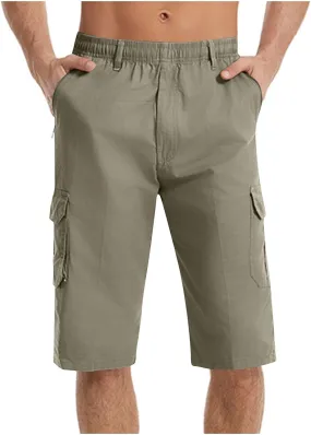 Cargo Jogging Shorts for Men Elastic Waistband SweatShorts Breathable Workout Gym Running Athletic with Zip Pockets