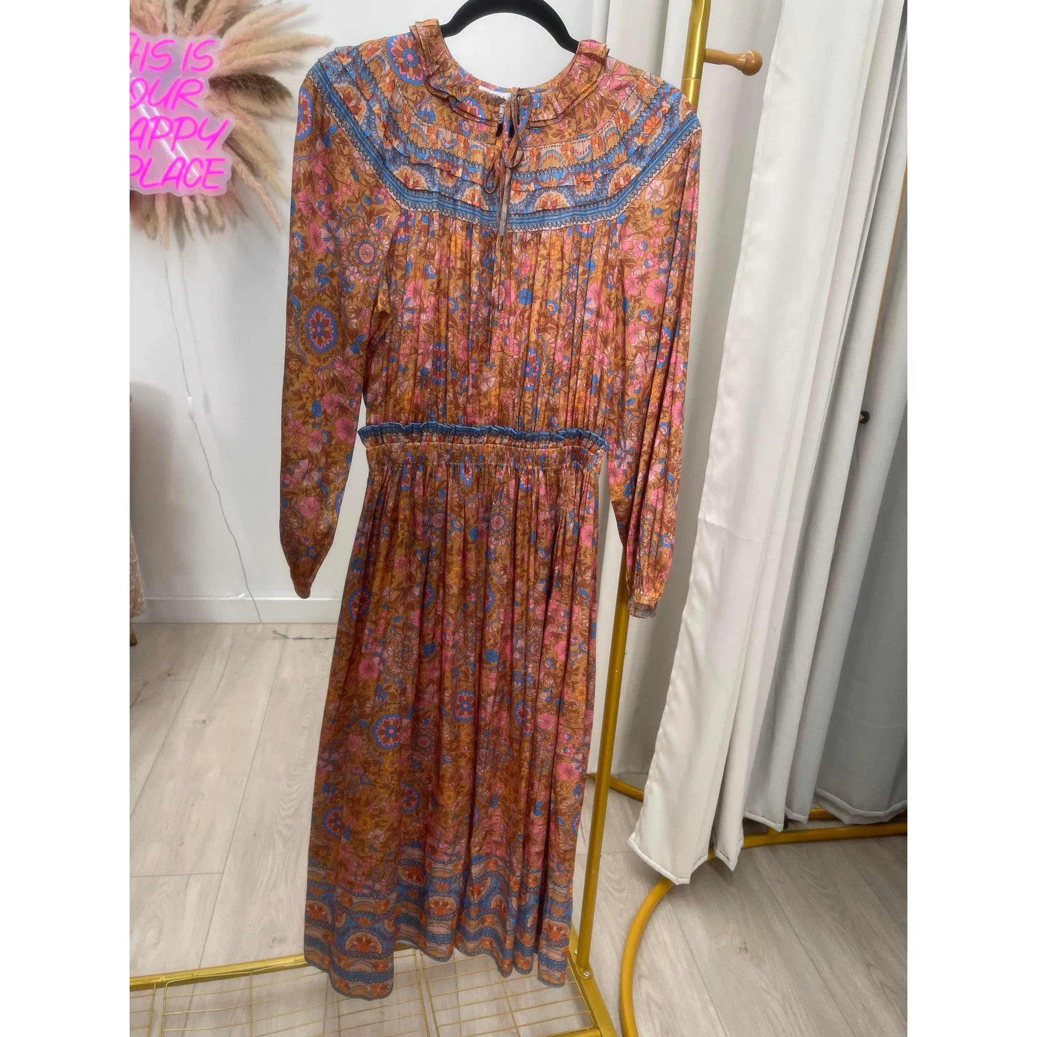 Chic Satin Midi Print Dress