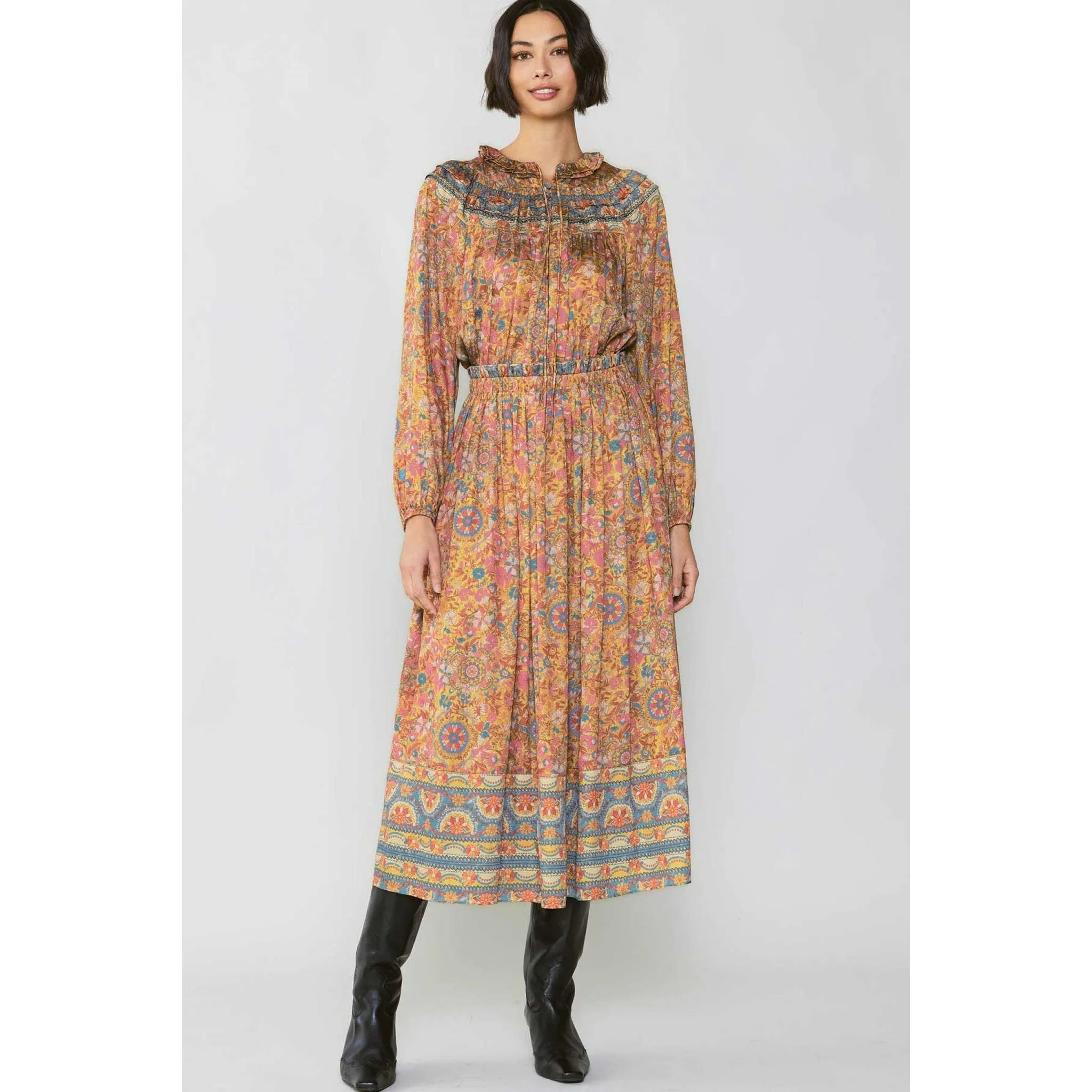 Chic Satin Midi Print Dress