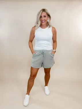 Crazy for You Scuba Shorts, Dusty Sage