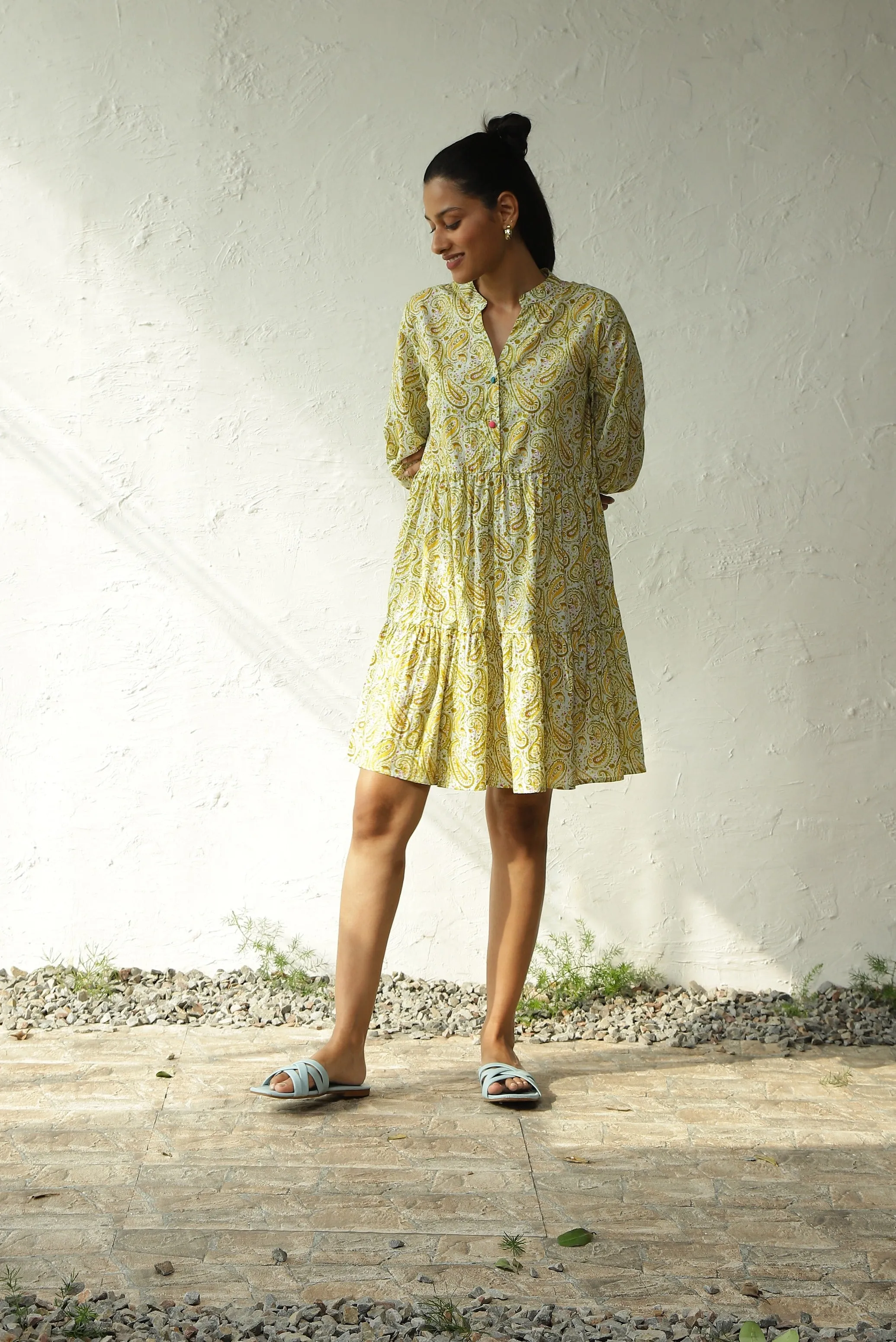 Day Out Short Lime Tier Dress