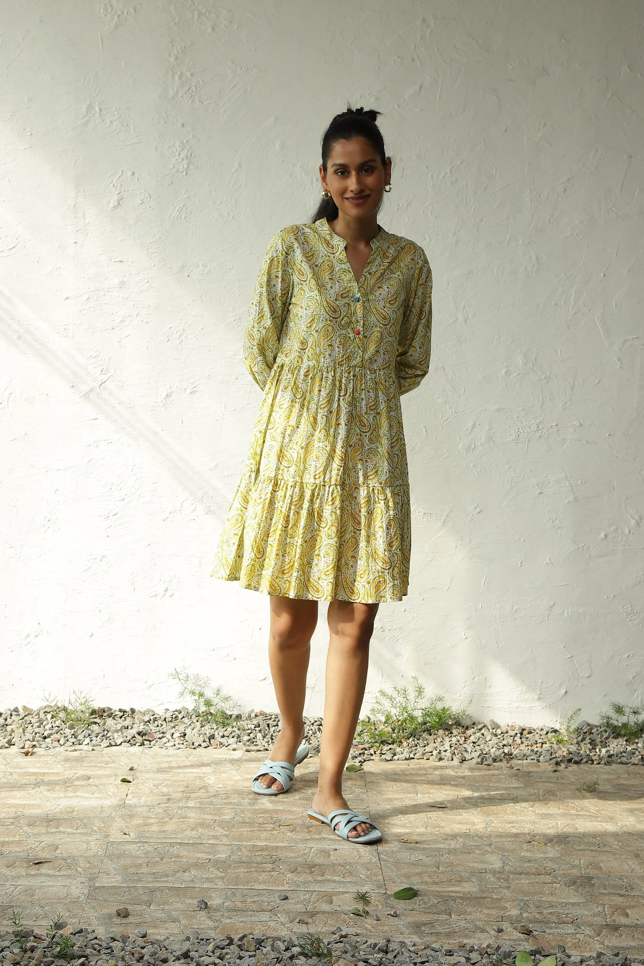 Day Out Short Lime Tier Dress