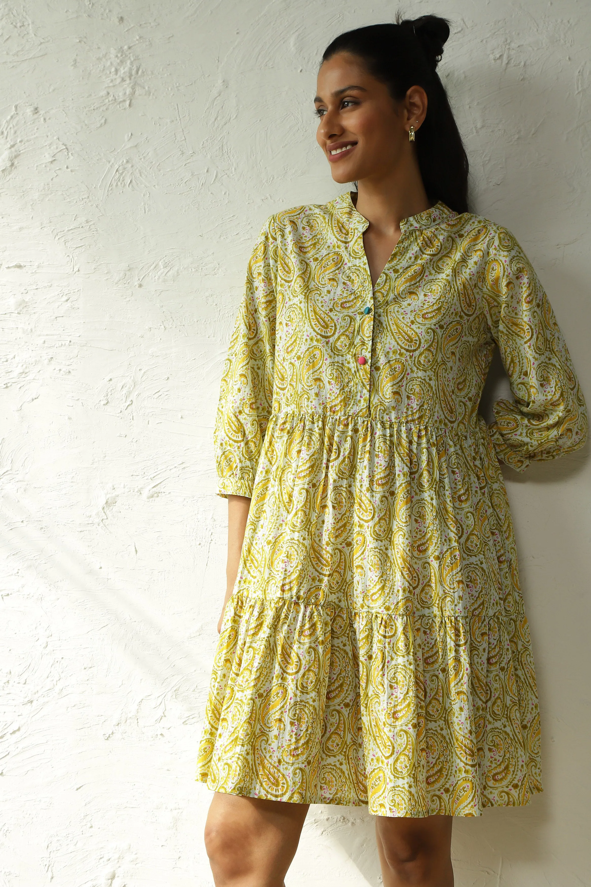 Day Out Short Lime Tier Dress
