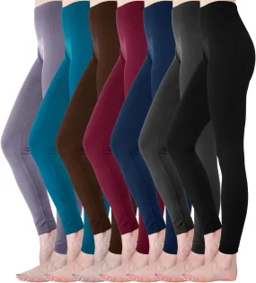 Diravo 7 Pack Fleece Lined Leggings Womens Fashion High Waist Tummy Control Leggings for Women Winter Warm