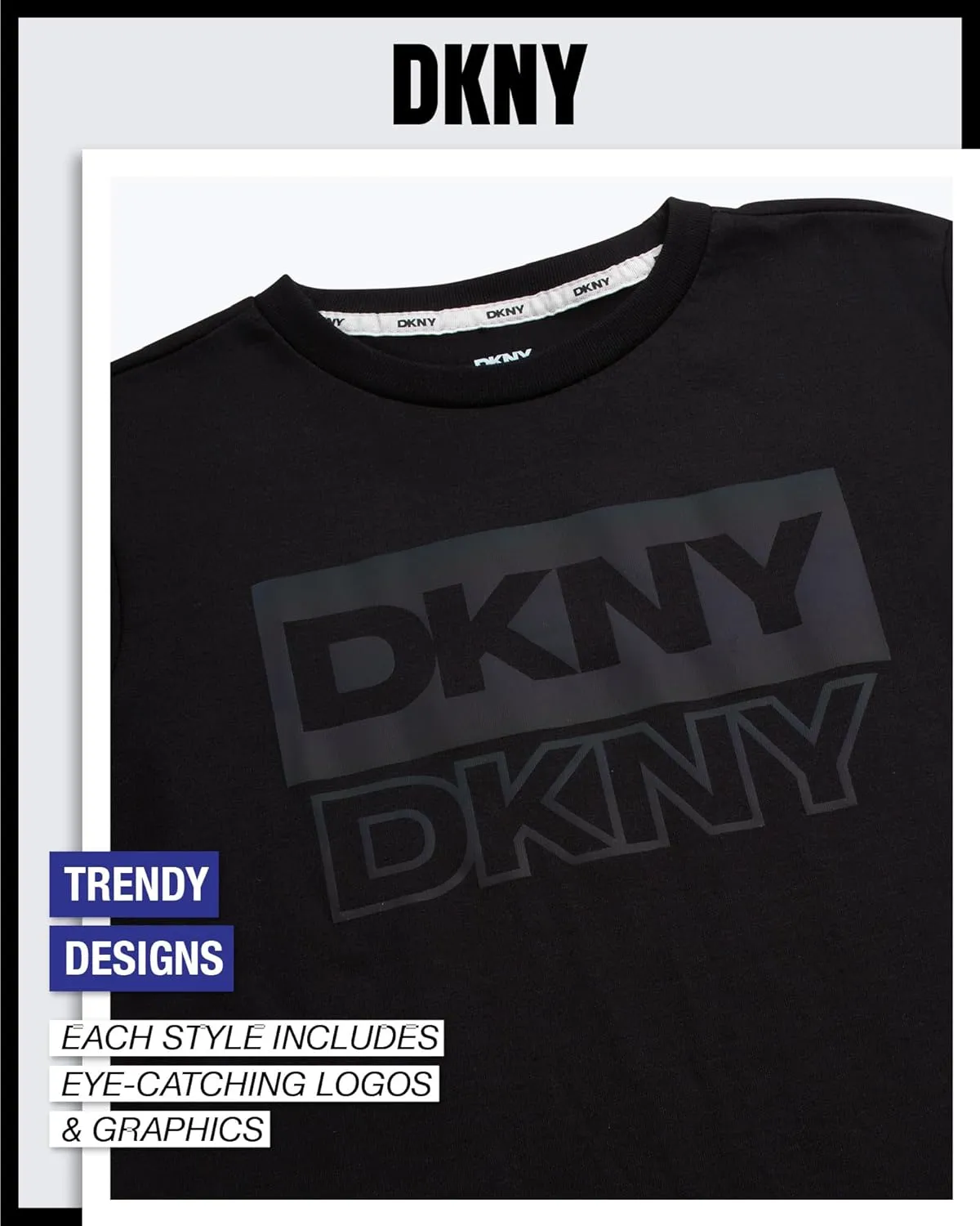 DKNY Boys' Graphic Tee - Soft and Breathable Classic Crewneck Short Sleeve Pullover T-Shirt for Boys (Sizes: 8-20)