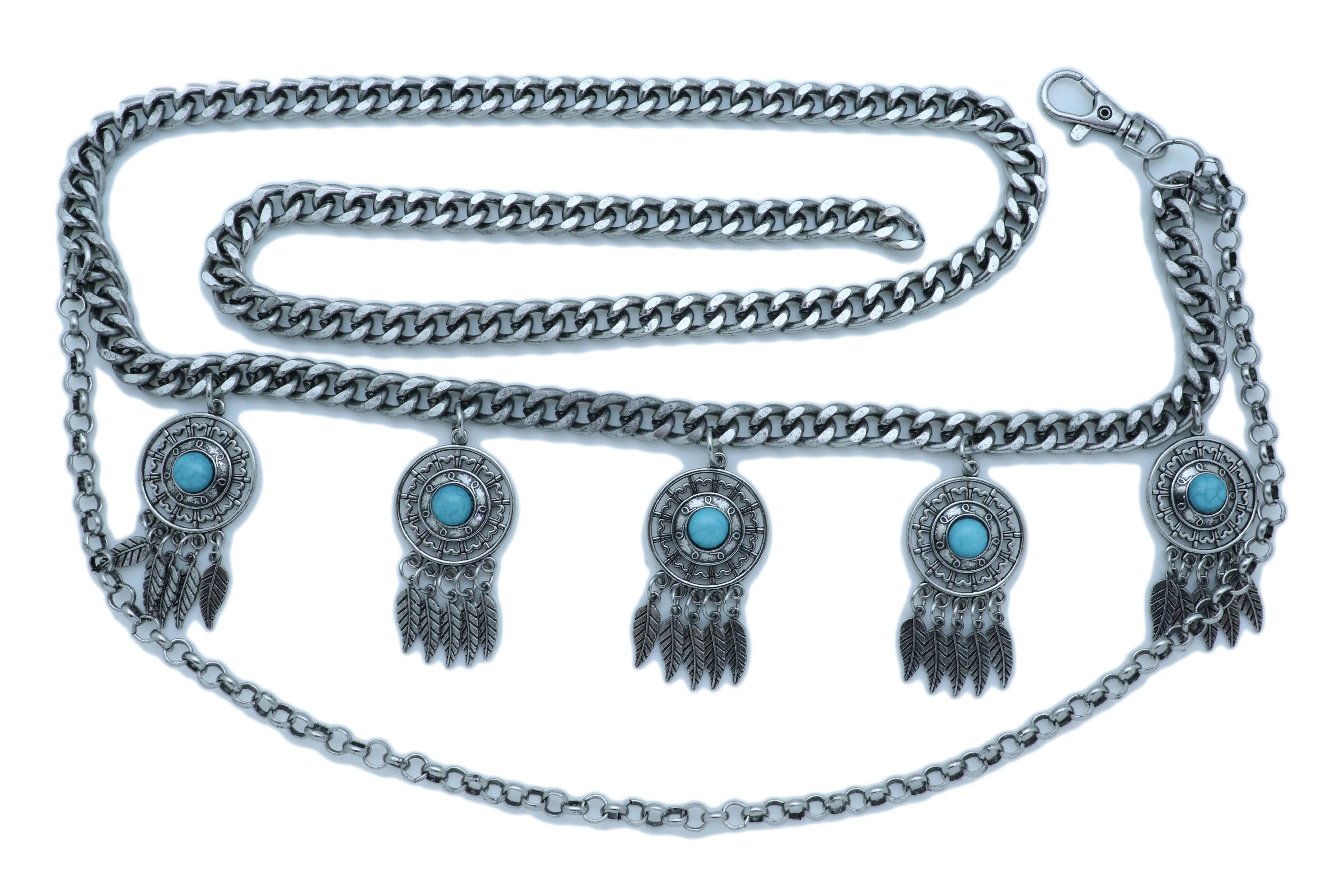 Dreamcatcher Charms Silver Metal Chain Belt