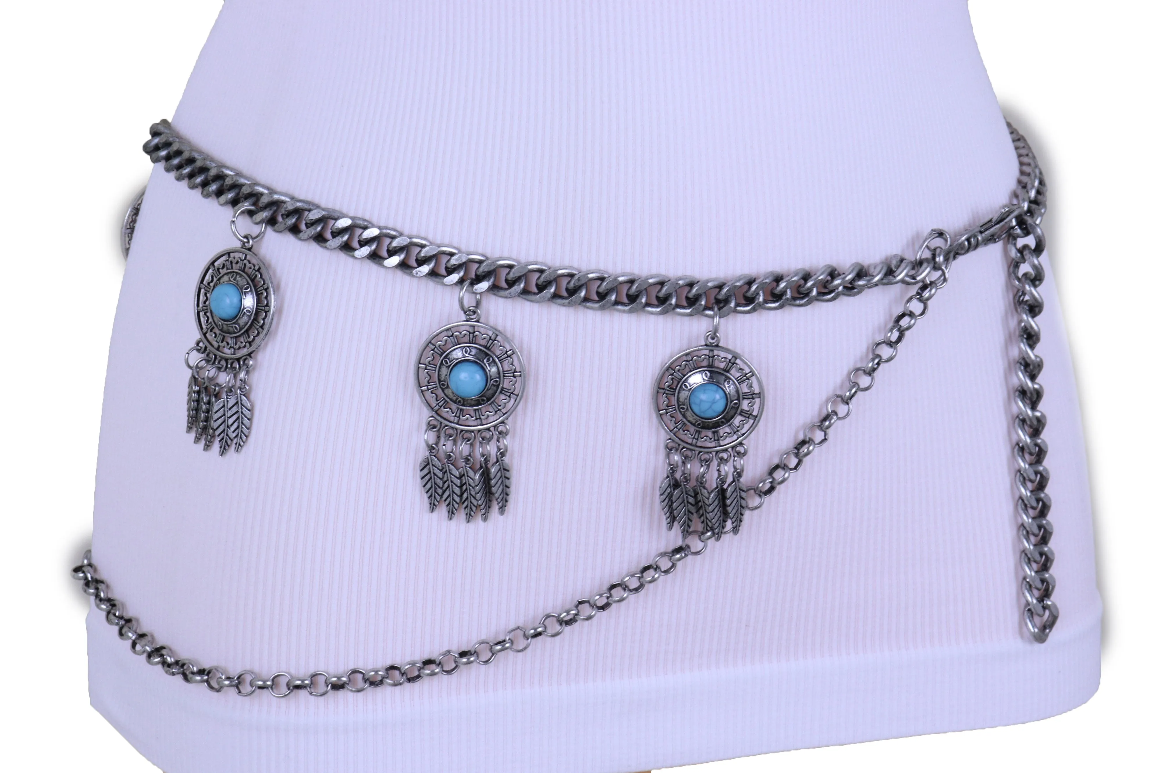 Dreamcatcher Charms Silver Metal Chain Belt