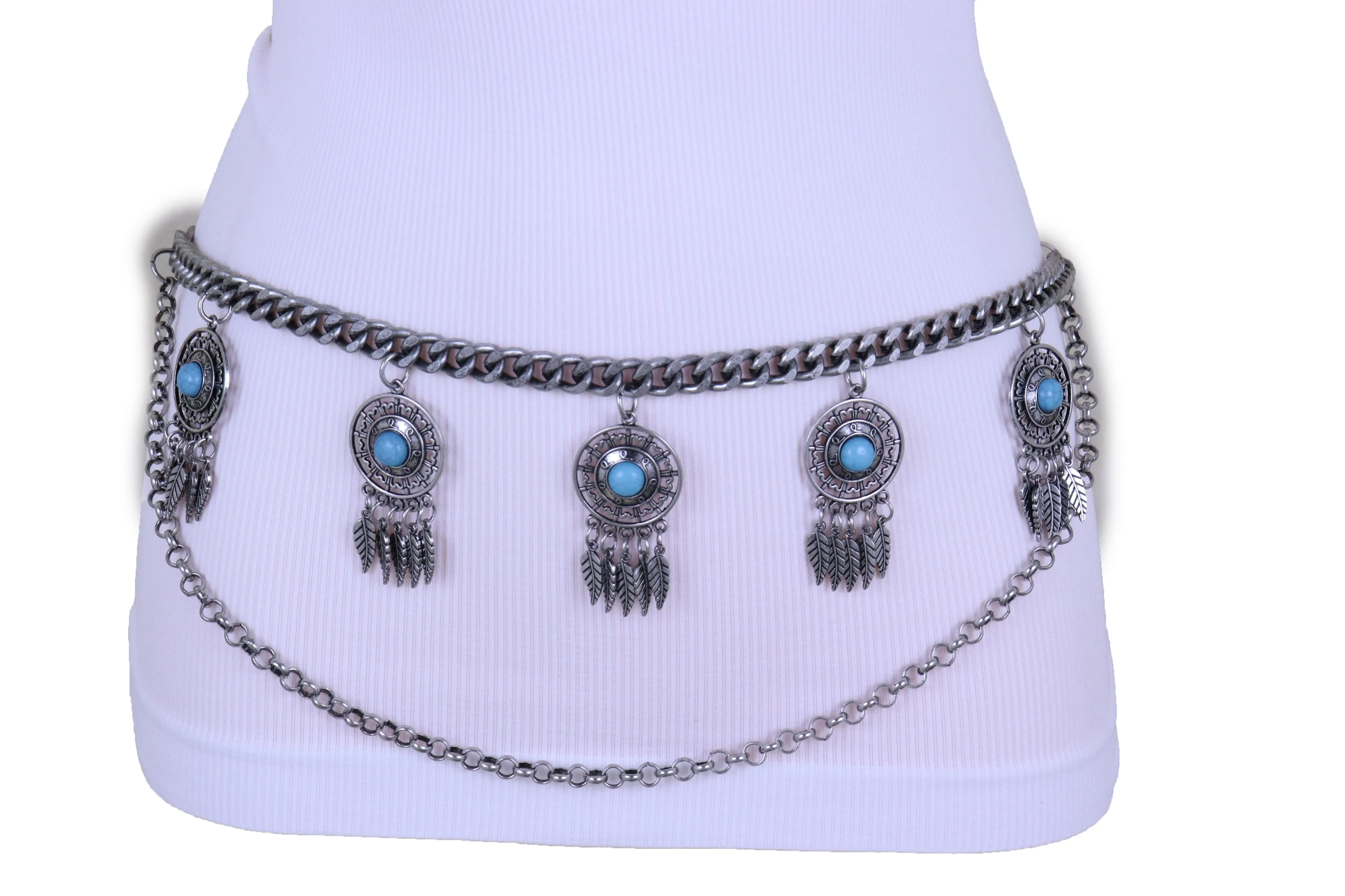 Dreamcatcher Charms Silver Metal Chain Belt