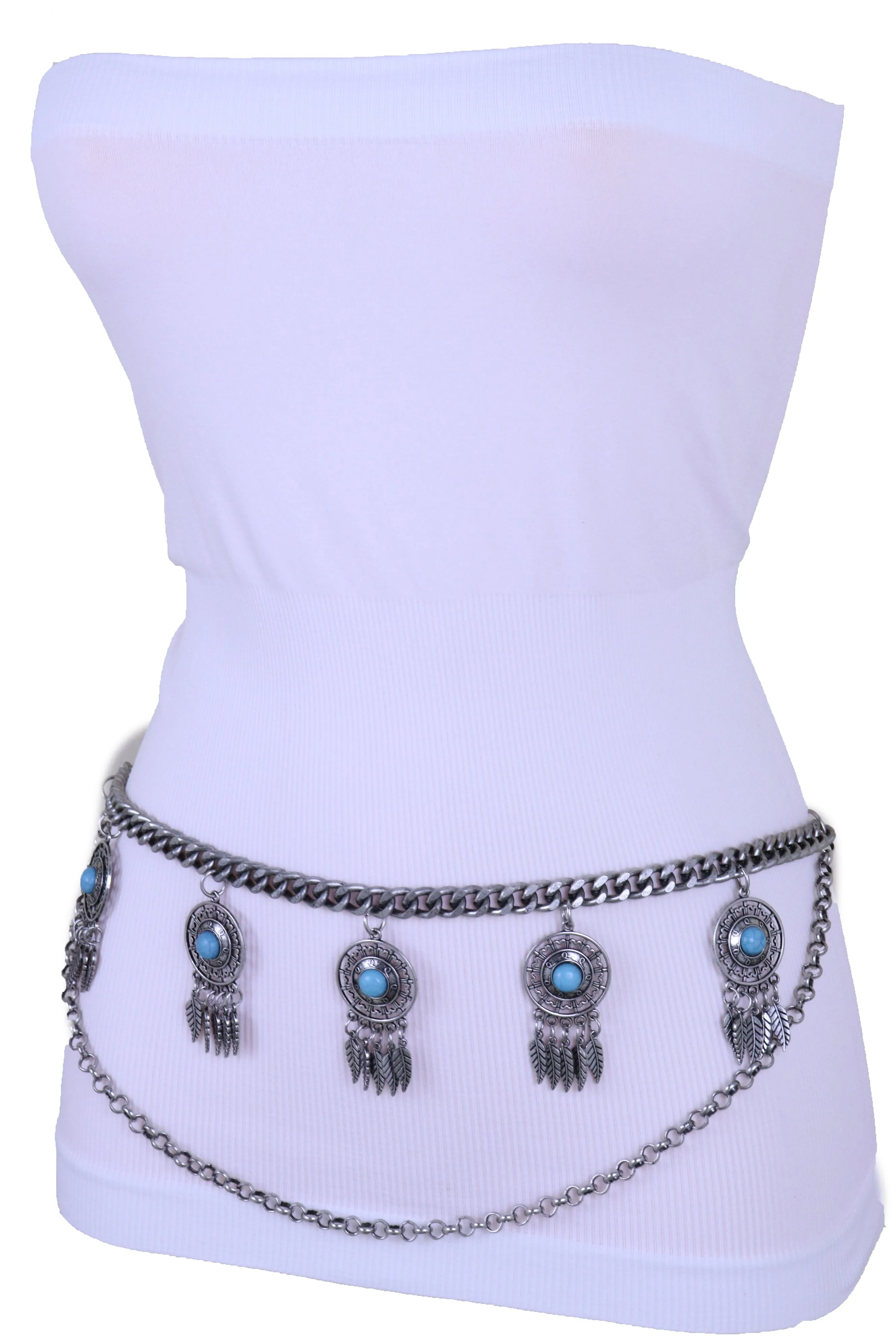 Dreamcatcher Charms Silver Metal Chain Belt