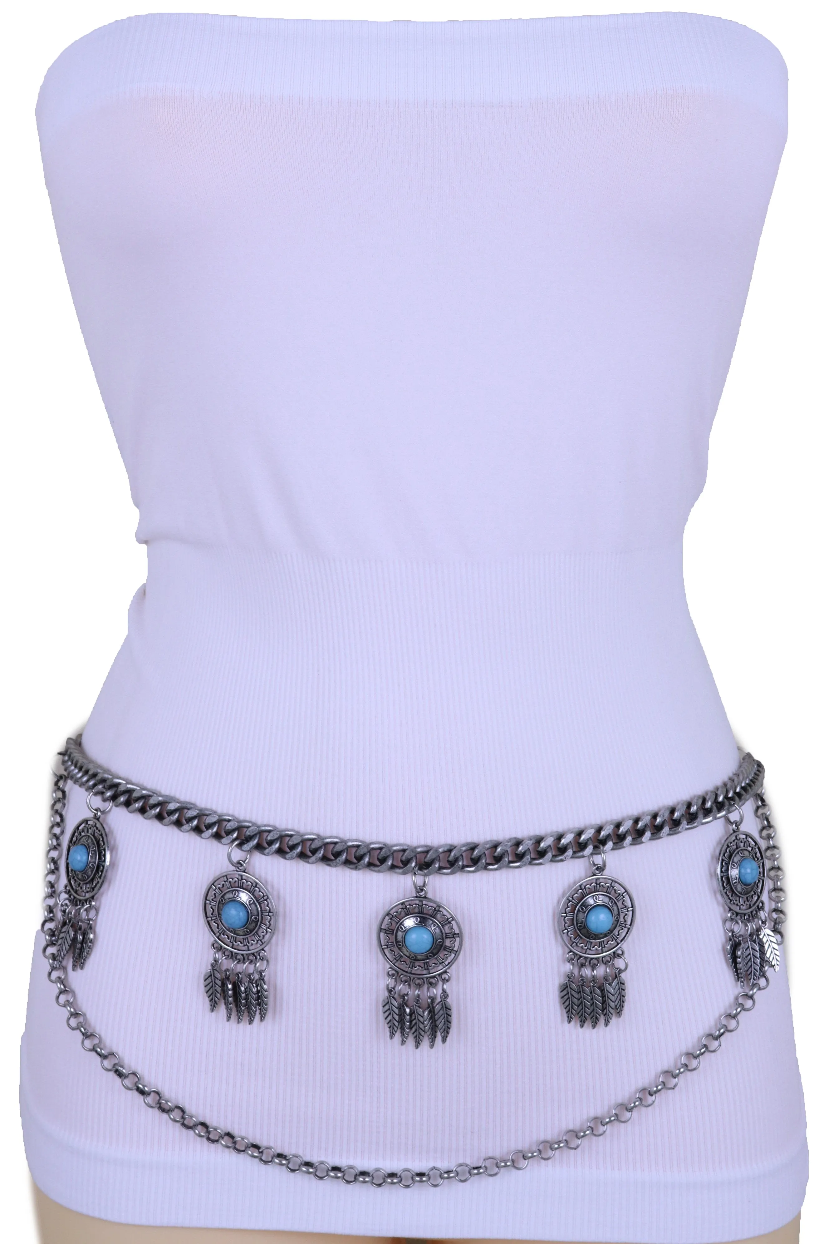 Dreamcatcher Charms Silver Metal Chain Belt