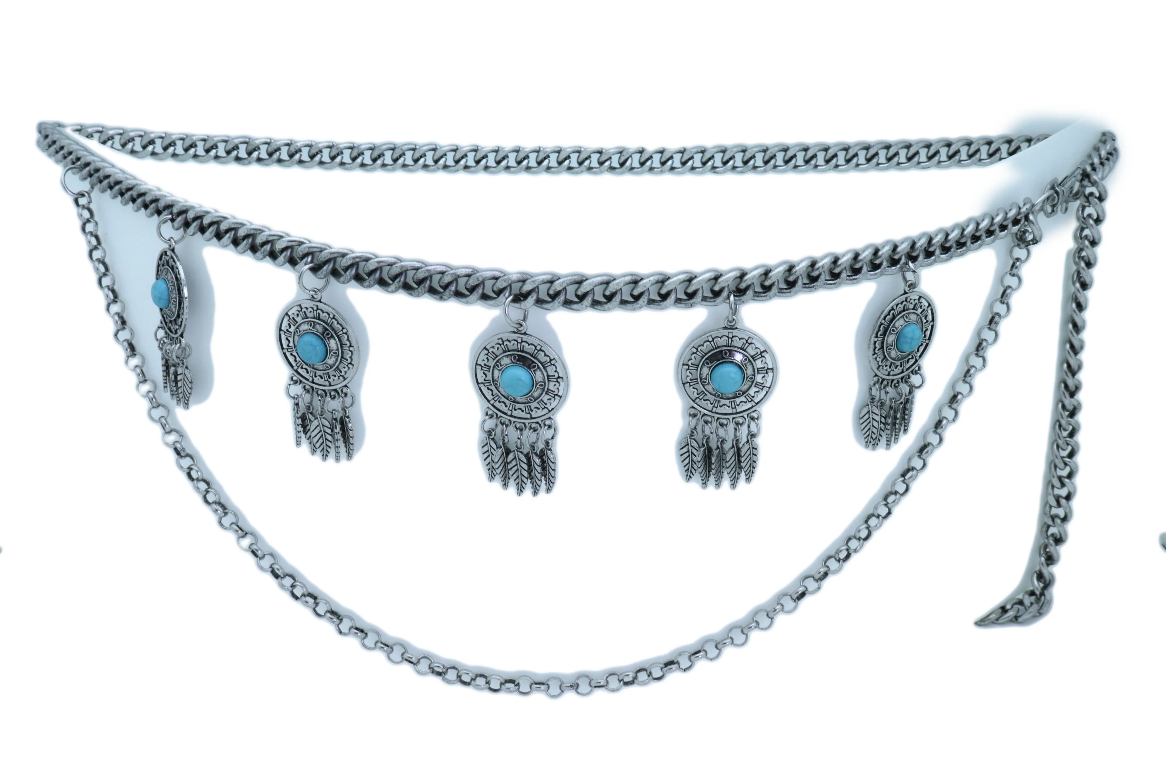 Dreamcatcher Charms Silver Metal Chain Belt