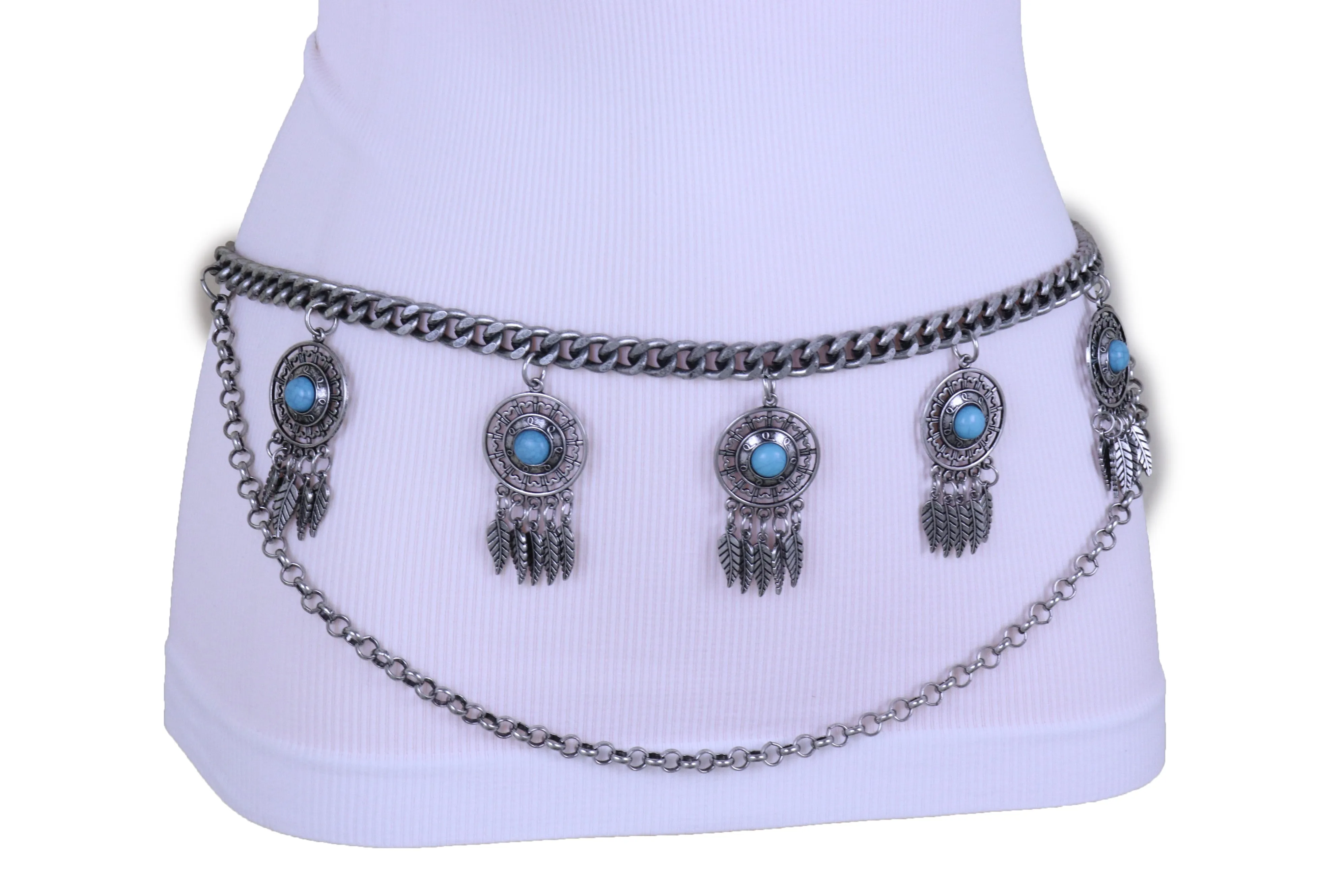 Dreamcatcher Charms Silver Metal Chain Belt