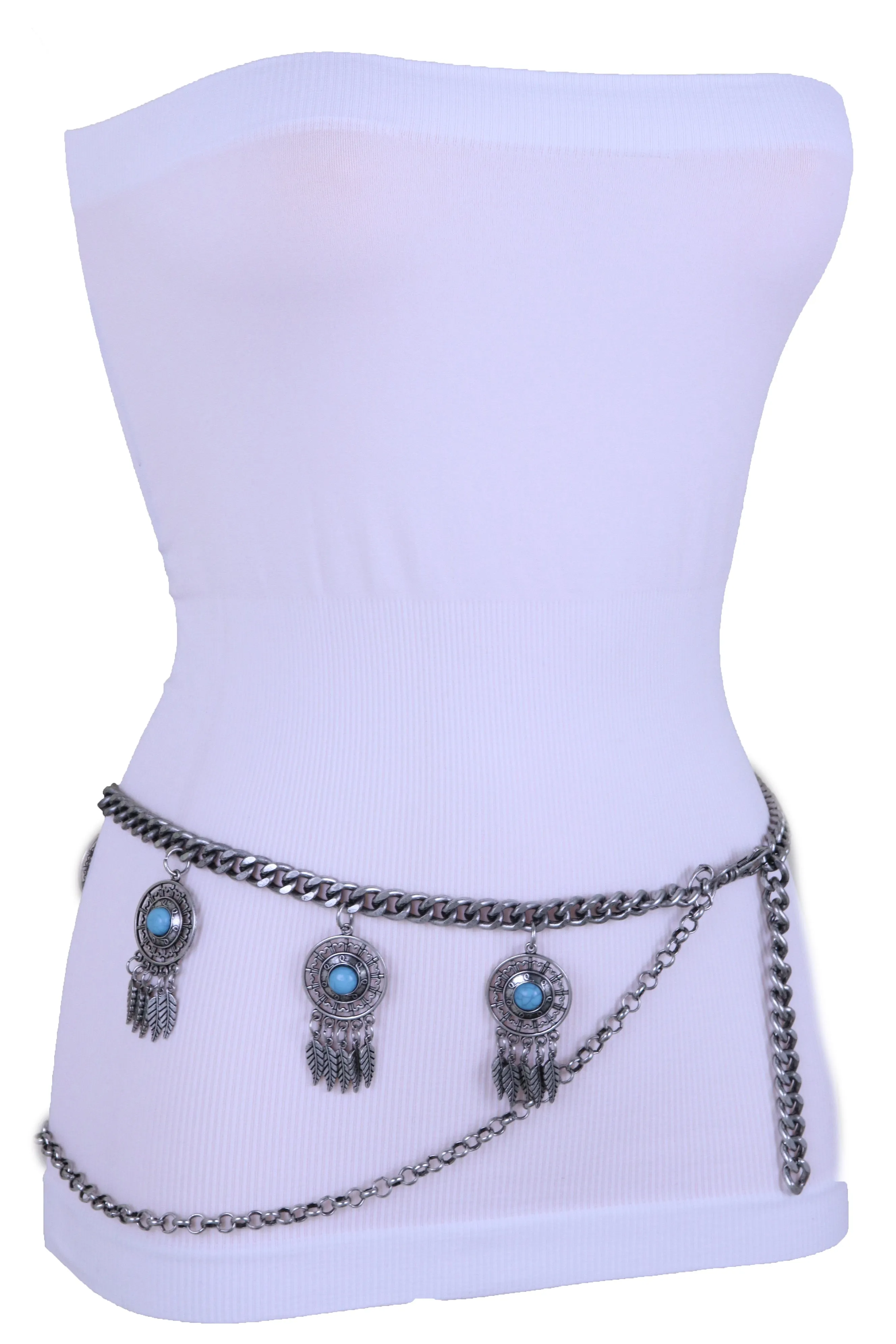 Dreamcatcher Charms Silver Metal Chain Belt