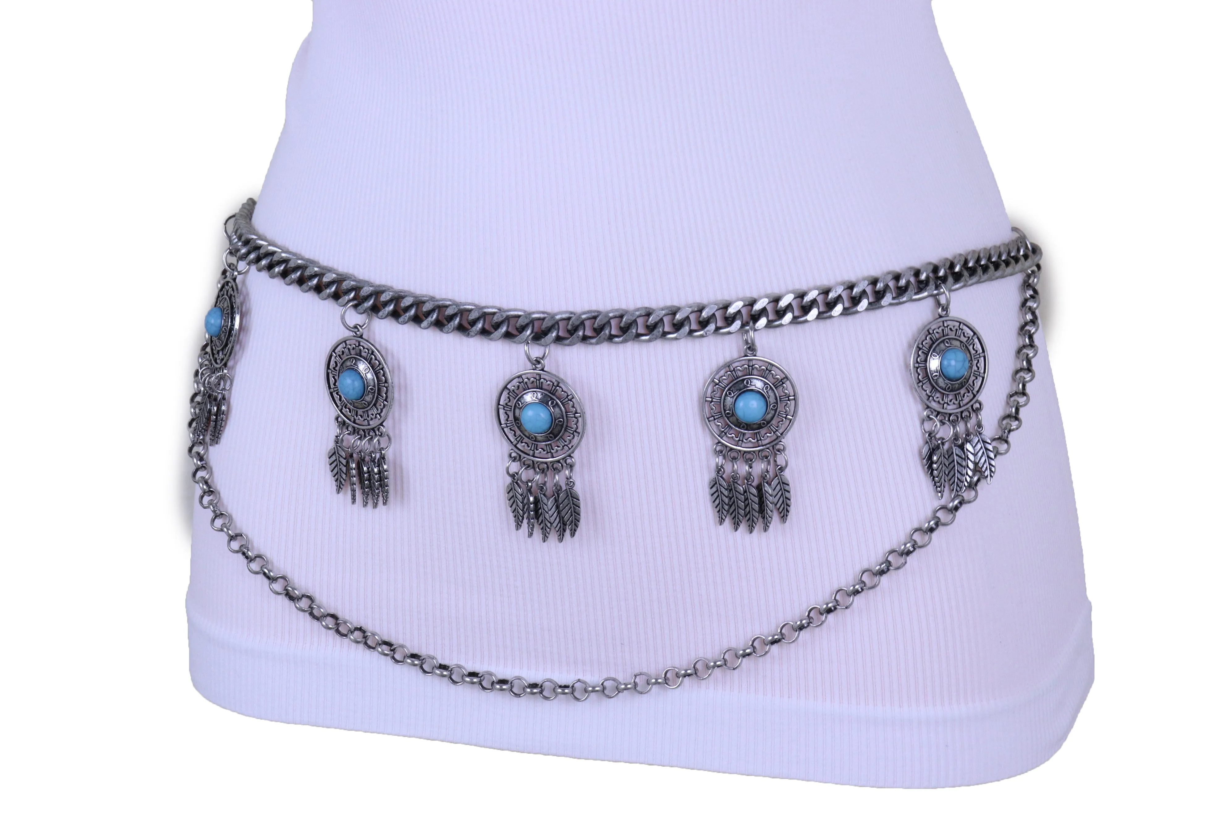Dreamcatcher Charms Silver Metal Chain Belt
