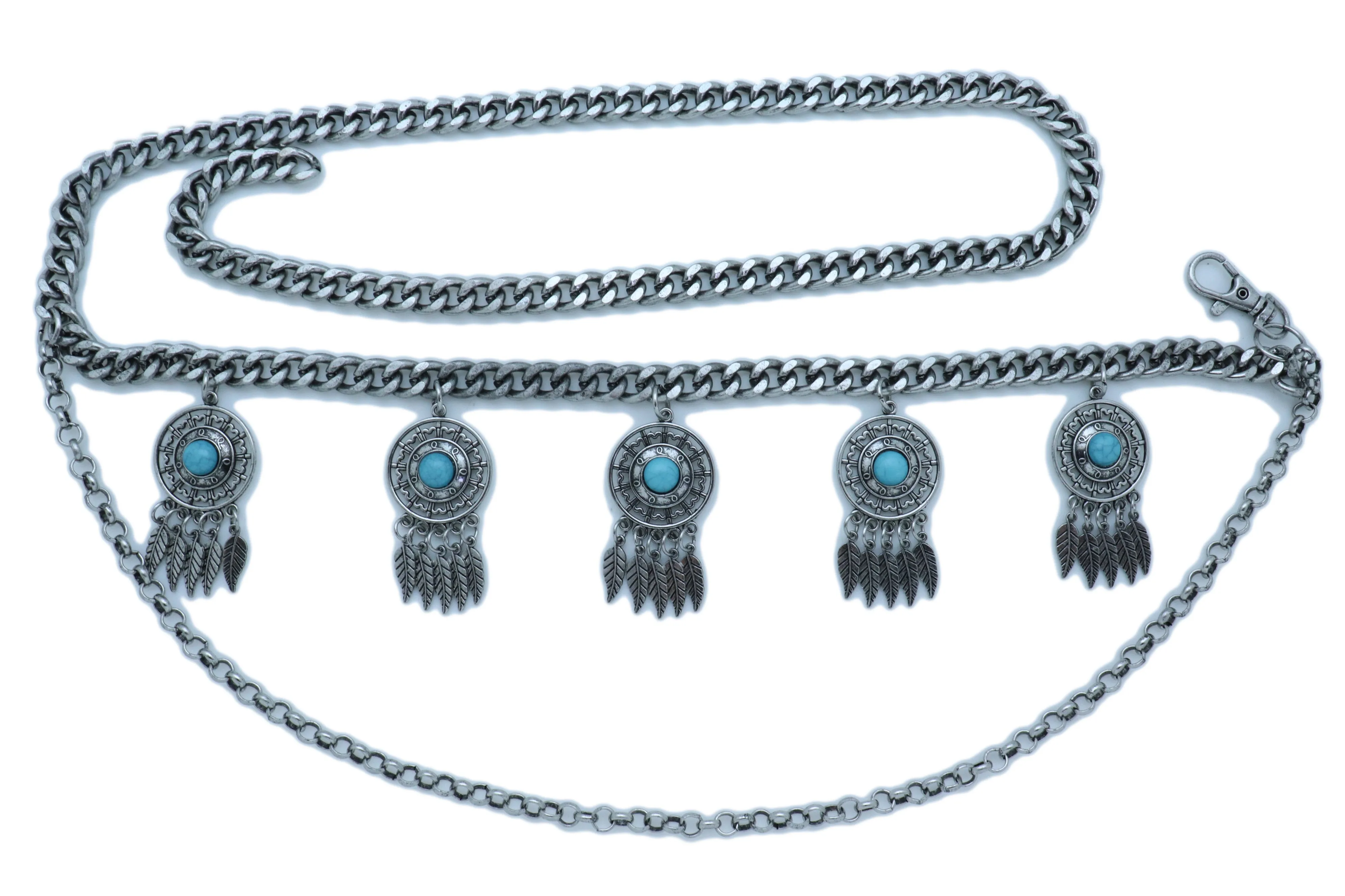 Dreamcatcher Charms Silver Metal Chain Belt