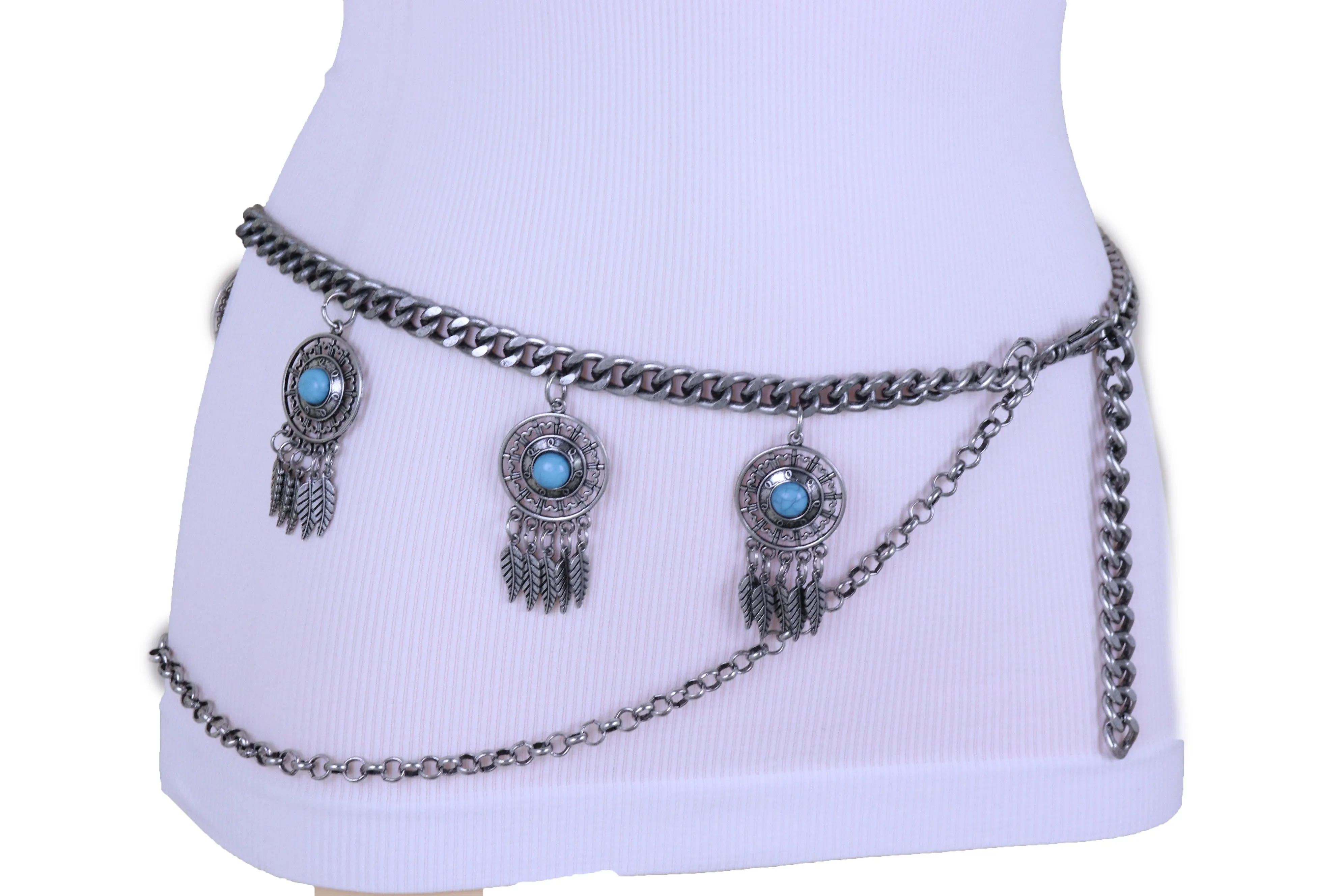 Dreamcatcher Charms Silver Metal Chain Belt