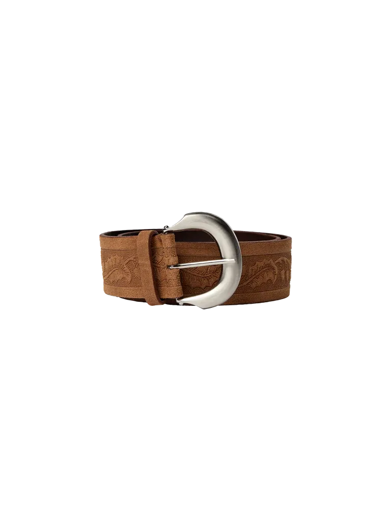 Embossed Suede Waist Belt - Cinnamon Swirl