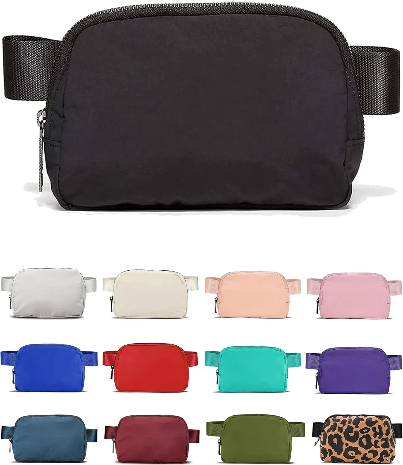 Fanny Pack Crossbody Bag Trendy Waterproof Small Sling Cross Body Purse for Women Men Fashion Waist Packs Mini Belt Pouch Chest Bum Hip Lulu Dupes Travel Vacation Running Black