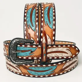 Feather Falls Hand Tooled Leather Belt