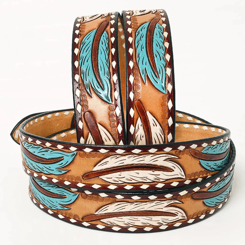 Feather Falls Hand Tooled Leather Belt