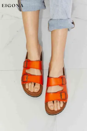 Feeling Alive Double Banded Slide Sandals in Orange