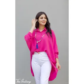Fushia high low oversized shirt
