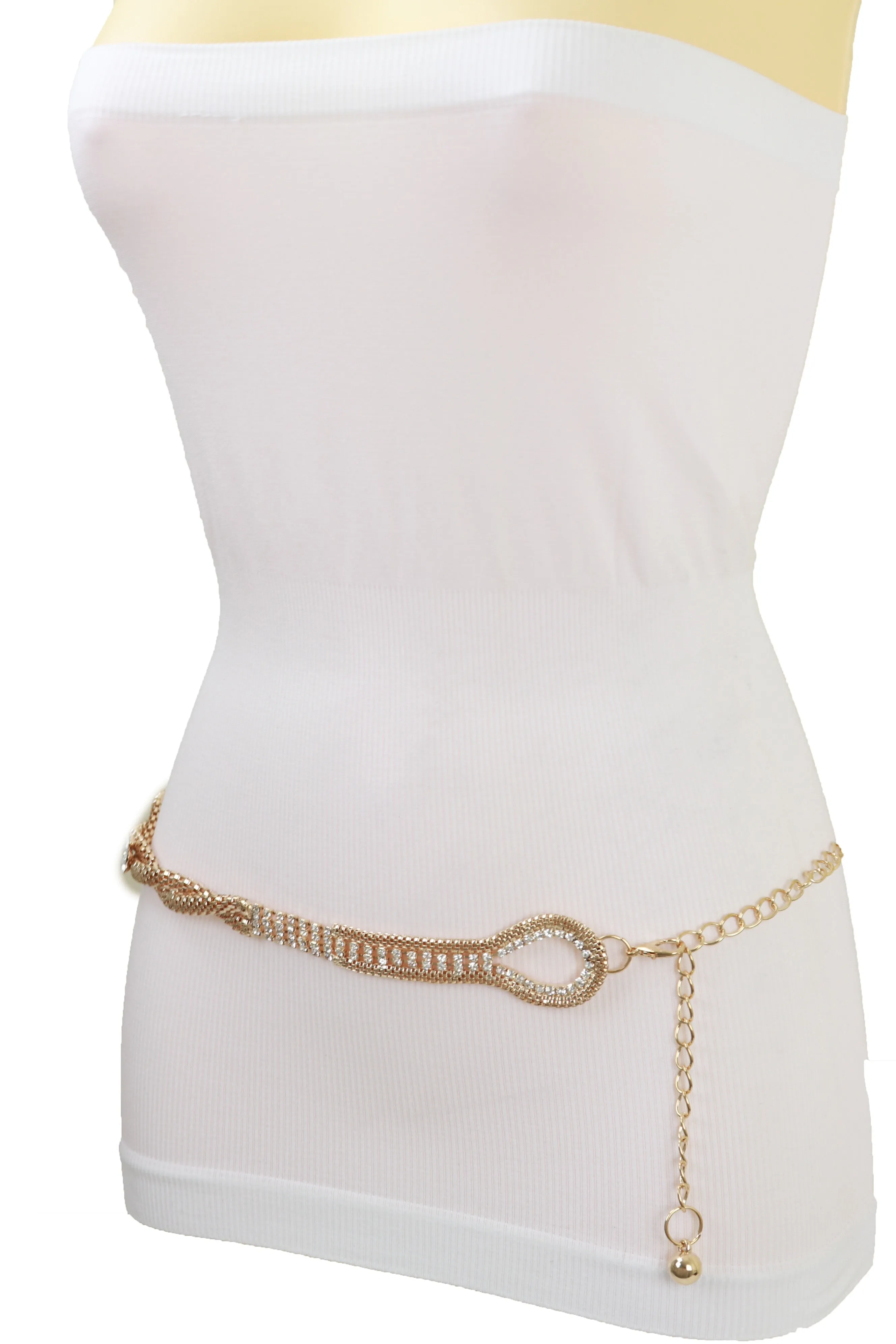Gold Metal Chain Braided Belt Flower Charms Fit Size S M L
