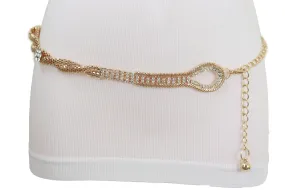 Gold Metal Chain Braided Belt Flower Charms Fit Size S M L