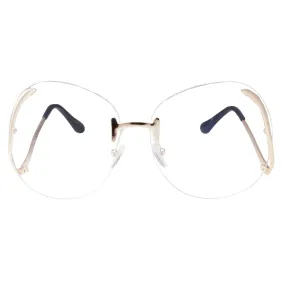 grinderPUNCH Women's Stylish Clear Lens Glasses Rimless Oversized