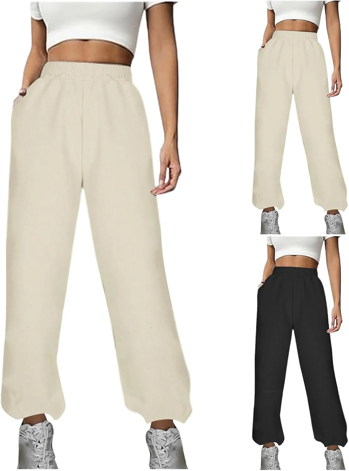 HGps8w Womens Soft Sherpa Pants, Comfort Elastic Waist Winter Cozy Warm Lounge Pants Soft Fleece Pajama Bottoms with Pockets