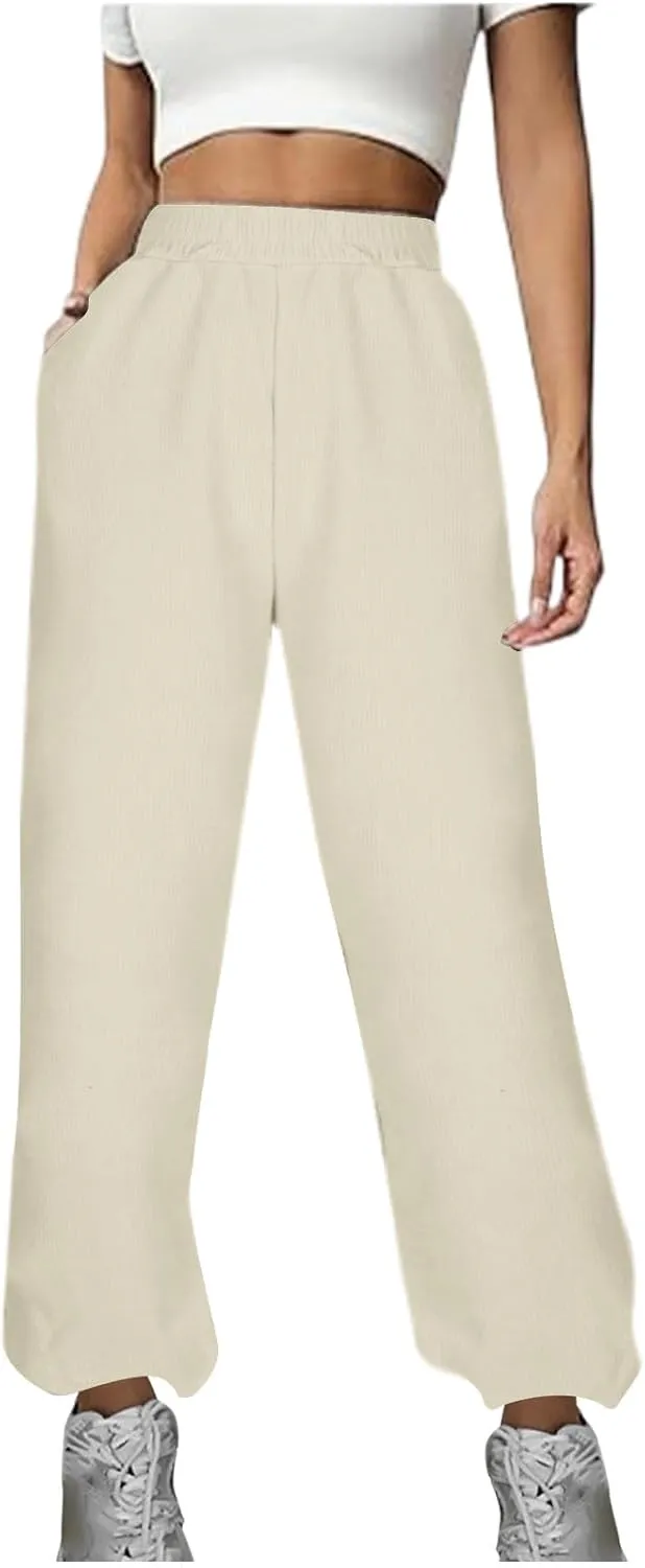 HGps8w Womens Soft Sherpa Pants, Comfort Elastic Waist Winter Cozy Warm Lounge Pants Soft Fleece Pajama Bottoms with Pockets