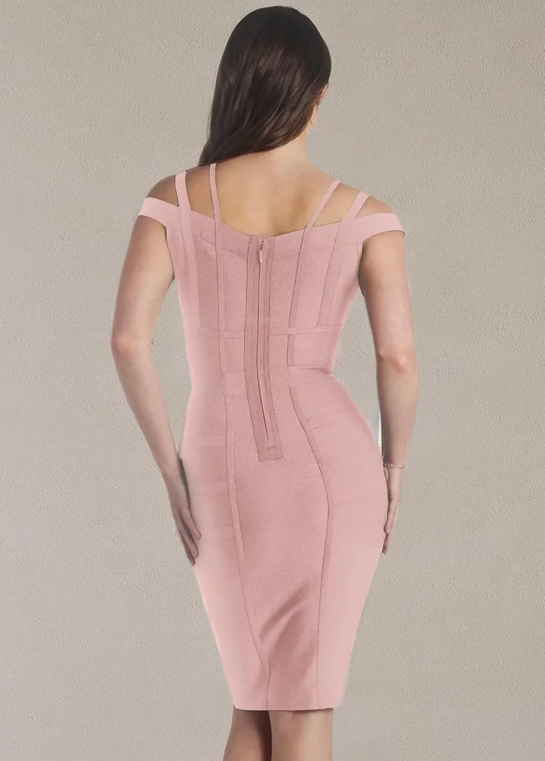 Hybrid & Company Womens Elegance V Neck Stretch Chic Bandage Dress