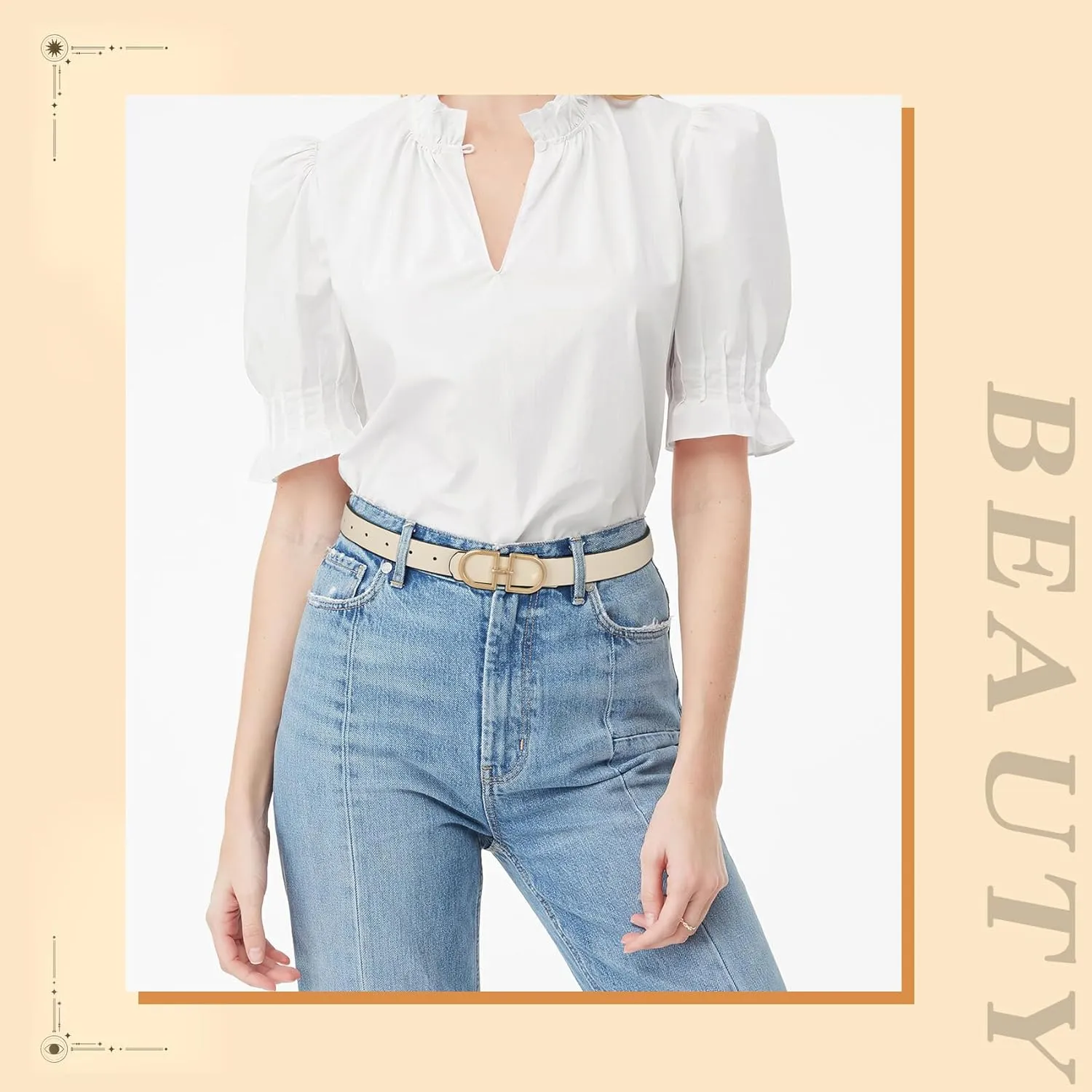 IAKING Reversible Leather Belt for Women With Gold Buckle Ladies Two-in-One Leather Womens Belt for Jeans Pants Dresses