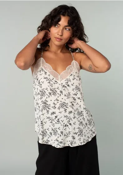 Jayla Floral Racerback Lace Trim Tank Top