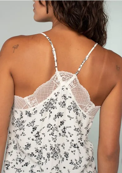 Jayla Floral Racerback Lace Trim Tank Top