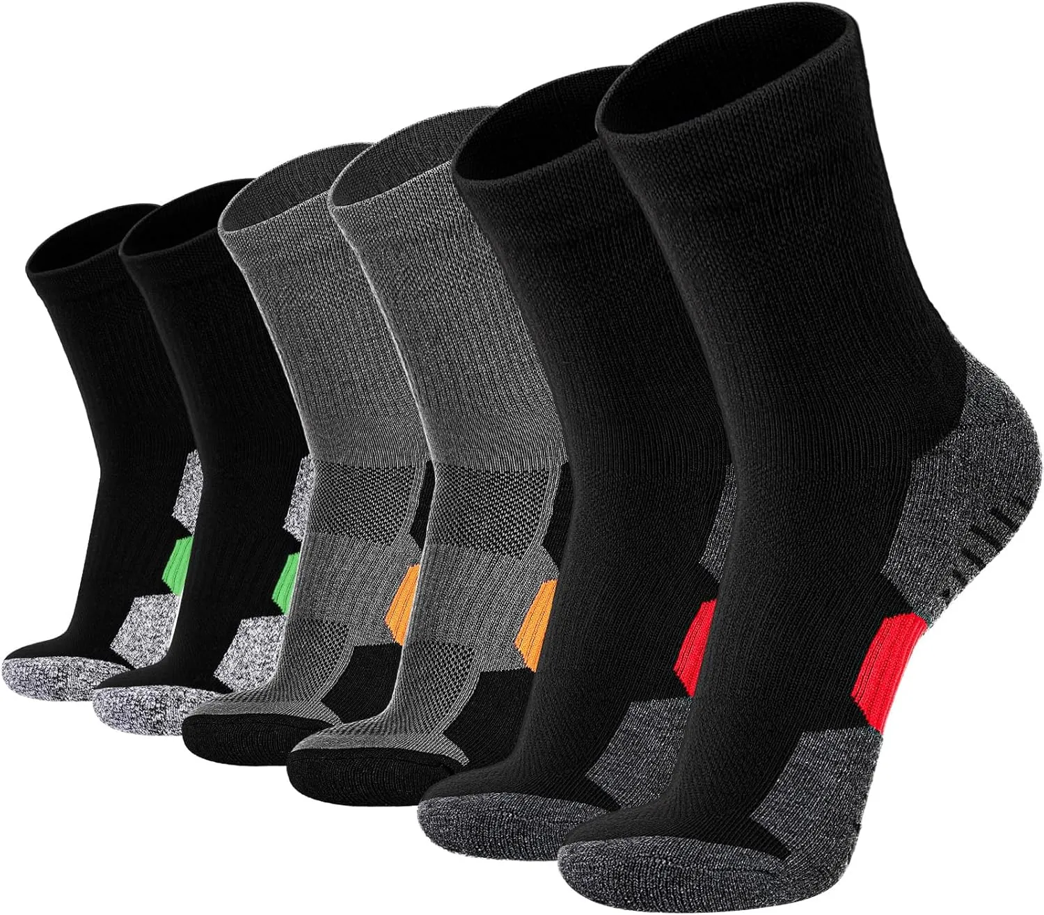 Jeyiour 12 Pairs Merino Wool Hiking Socks for Men Ankle Athletic Socks Breathable Running Sports Crew Socks,stripe Style