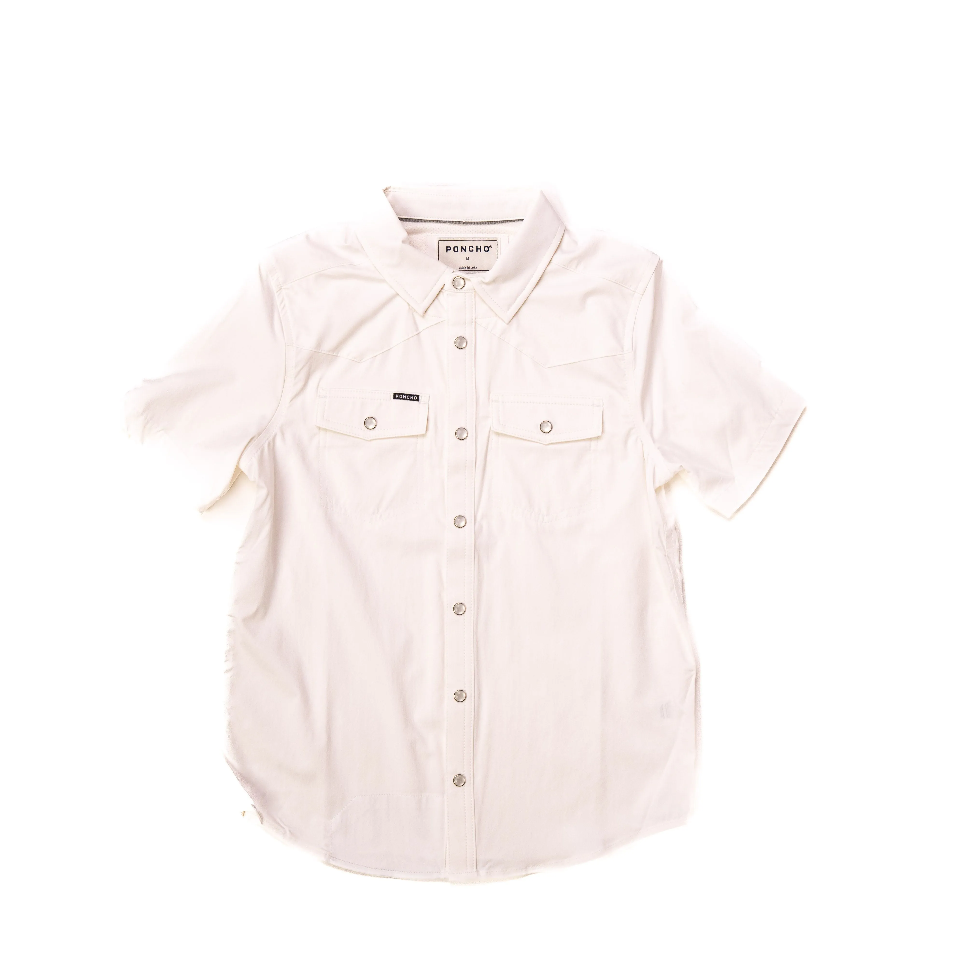 Kid's Poncho Pearl Snap Shirt Yth Mutton Tee-Wht
