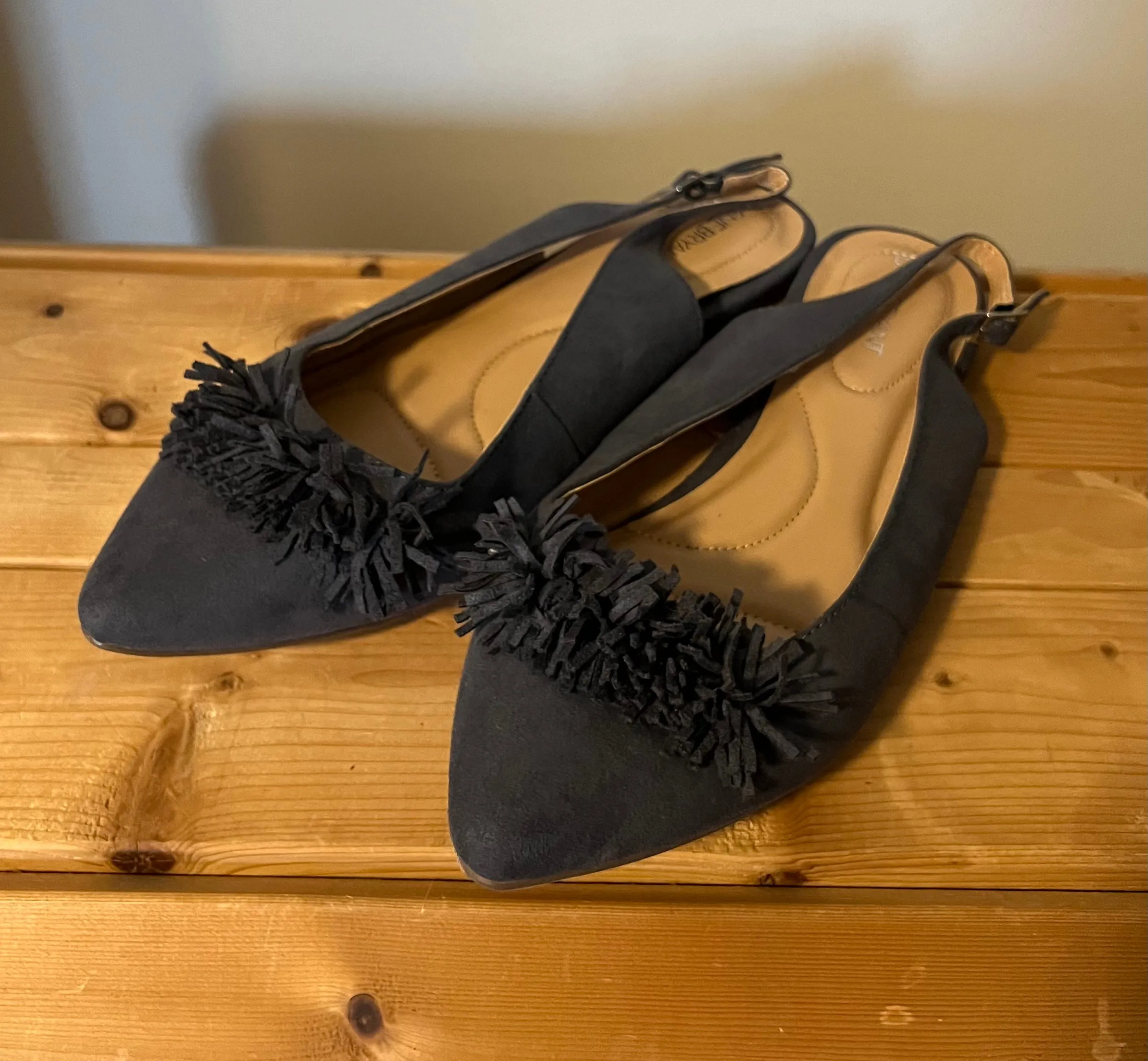 Lane Bryant Sling Back Flats Blue Grey 12W