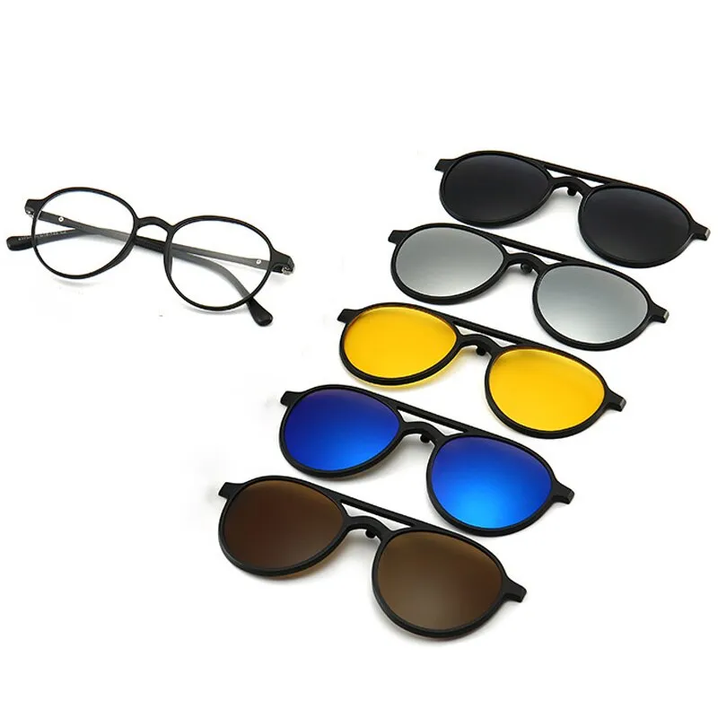 love609---6 In 1 Custom Men Polarized Optical Magnetic Sunglasses