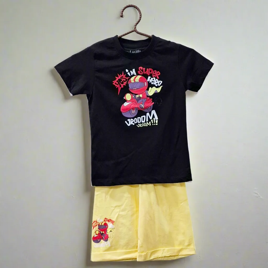 Lucido - T-Shirt & Shorts - Black - Super Hero