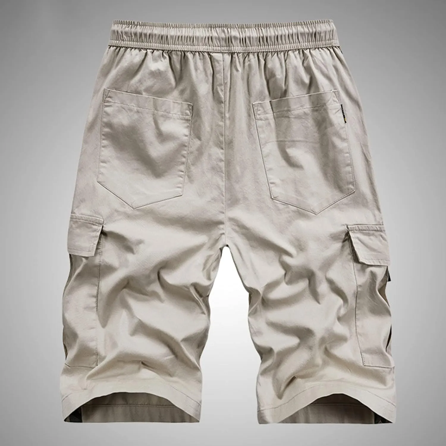 Lu's Chic Men's Shorts Cotton Cargo Shorts Drawstring Soft Casual Knee Length Summer Fitted