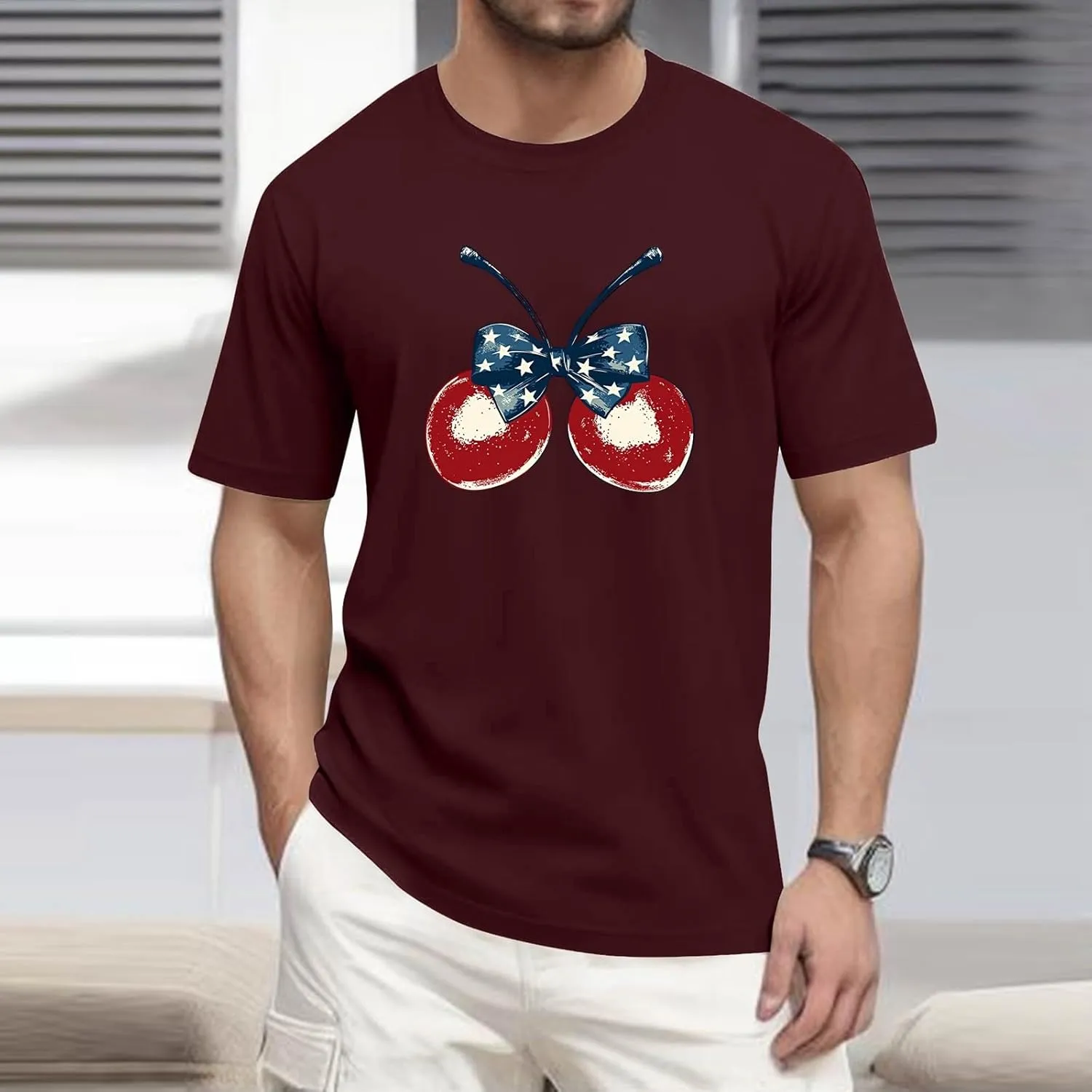 Men's American Flag Shirt Sleeve 1776 USA Graphic Dry Fit Cotton Comfortable T-Shirts 4th July Shirts