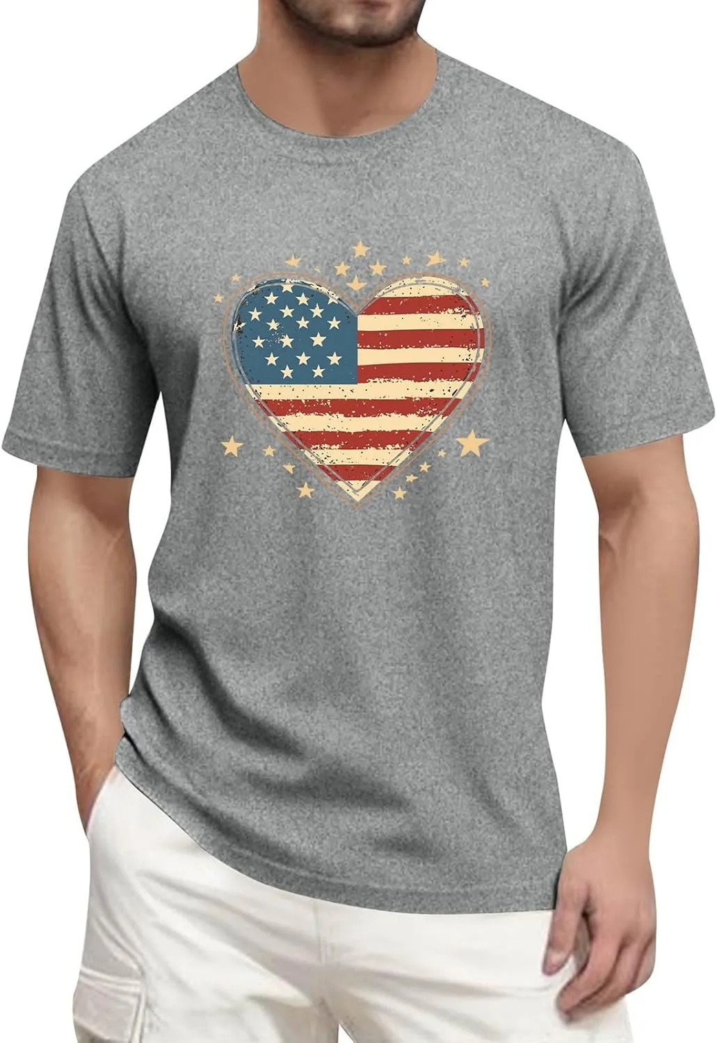Men's American Flag Shirt Sleeve 1776 USA Graphic Dry Fit Cotton Comfortable T-Shirts 4th of July Shirts