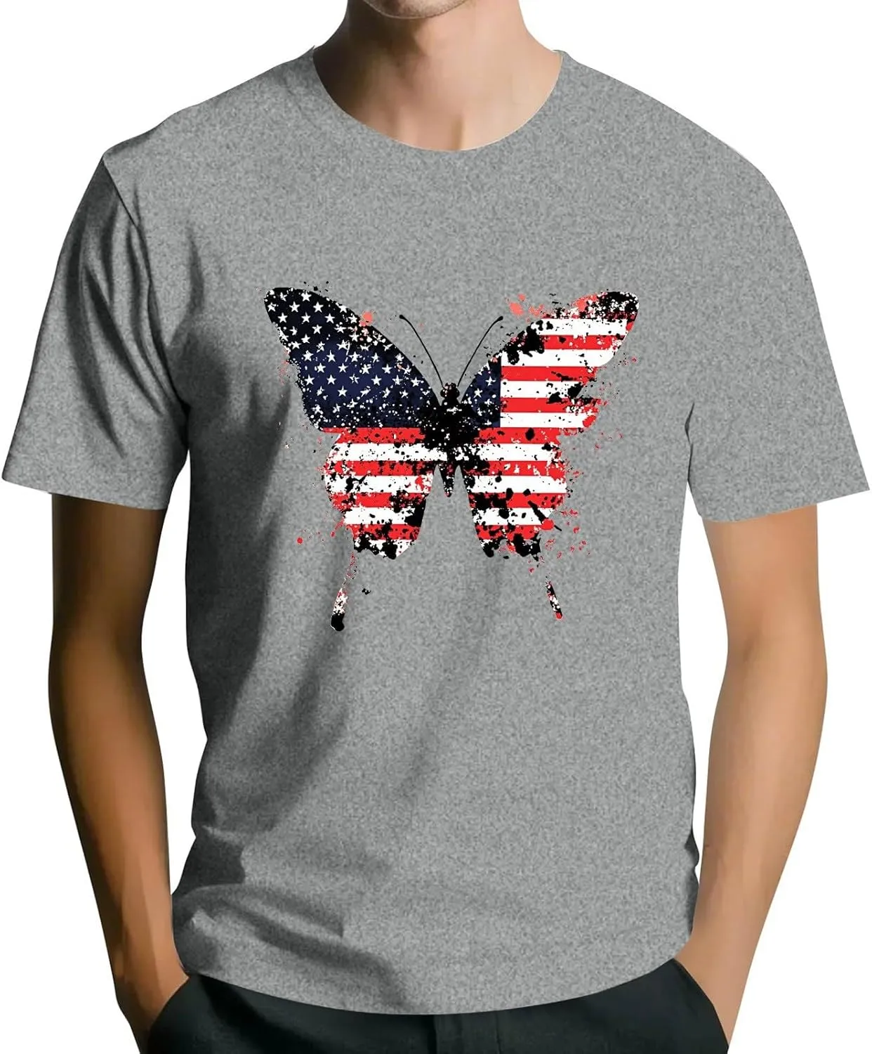 Men's American Flag Shirt Sleeve 1776 USA Graphic Dry Fit Cotton Comfortable T-Shirts Patriotic Shirt