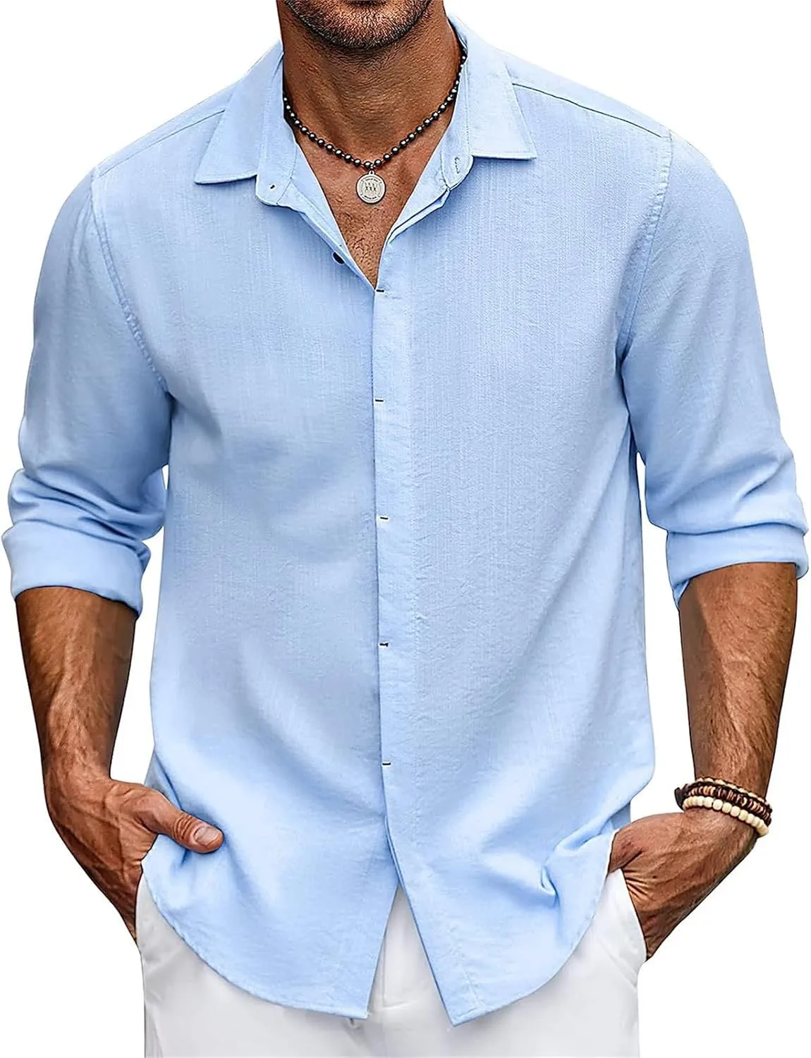 Men's Button Down Cardigan Shirts Lapel Collar Long Sleeve Top Solid Button Simple Top Fashion Comfortable Shirts