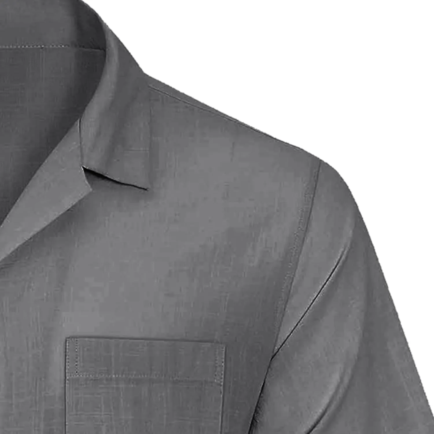 Men's Cuban Collar Shirt Solid Color Loose Fit Trendy Button Down Short Sleeve Top Summer Beach Vacation Party Breathable Tee